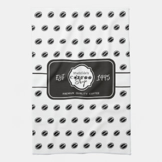 カスタマイズ可能なコーヒーショップのロゴ B&W キッチンタオル