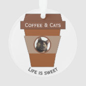 カスタマイズ可能なコーヒー&キャッツ – 人生は甘い オーナメント (裏面)
