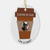 カスタマイズ可能なコーヒー&キャッツ – 人生は甘い セラミックオーナメント (右)