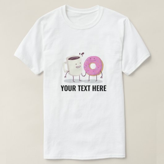 カスタマイズ可能なコーヒー&ドーナツ Tシャツ (デザイン正面)