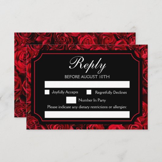 カスタマイズ可能なゴシックバラ返信カード エンクロージャーカード (正面/裏面)