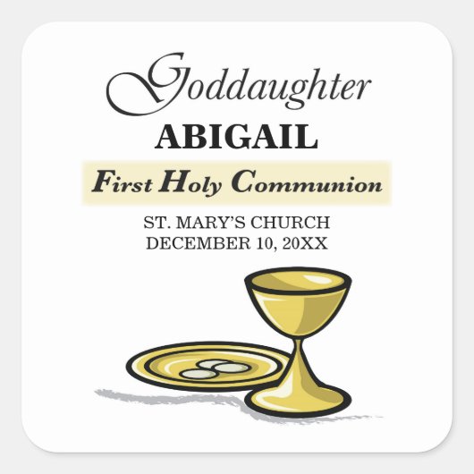 カスタマイズ可能なゴッドドーターファースト・コミュニオンアリス スクエアシール (正面)