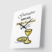 カスタマイズ可能なゴドーターファーストコミュニオンチャリス スクエア壁時計 (傾斜)