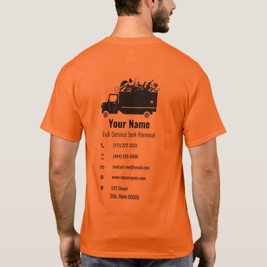 カスタマイズ可能なゴミ処理会社の黄色 Tシャツ (裏面)