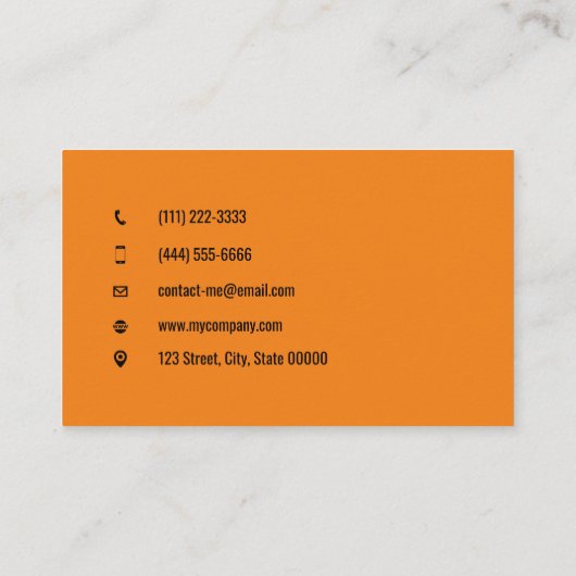 カスタマイズ可能なゴミ処理会社オレンジ 名刺 (裏面)