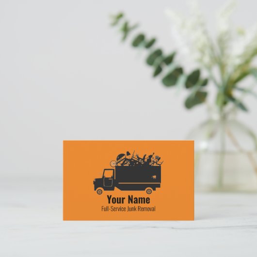 カスタマイズ可能なゴミ処理会社オレンジ 名刺 (スタンド正面)