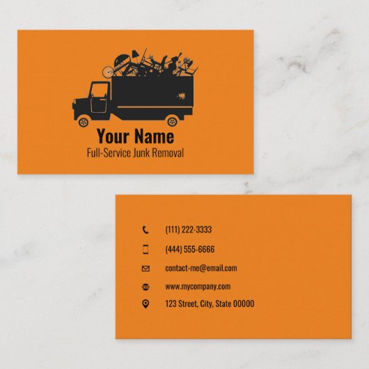 カスタマイズ可能なゴミ処理会社オレンジ 名刺 (正面/裏面)