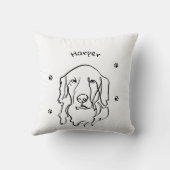 カスタマイズ可能なゴールデンレトリバーラインアート クッション (裏面)