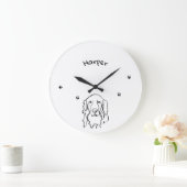 カスタマイズ可能なゴールデンレトリバーラインアート ラージ壁時計 (ホーム)