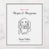 カスタマイズ可能なゴールデンレトリバーラインアート ワインラベル (シングルラベル)