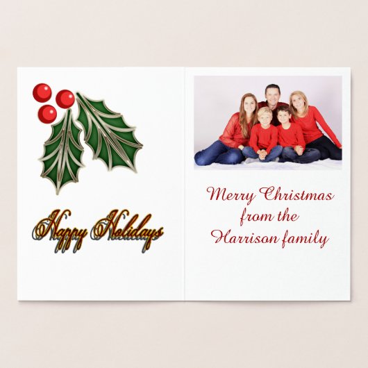 カスタマイズ可能なゴールドフォイルクリスマスカードレッドグリーン 箔カード (内部)