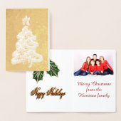 カスタマイズ可能なゴールドフォイルクリスマスカードレッドグリーン 箔カード (ディスプレー)