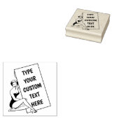 カスタマイズ可能なサイン空白のゴム印を持つ女性 ラバースタンプ (押印)