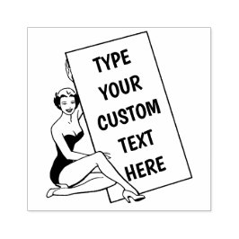 カスタマイズ可能なサイン空白のゴム印を持つ女性 ラバースタンプ