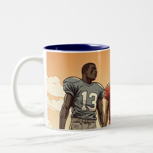 カスタマイズ可能なサッカーサッカーのコフィー ツートーンマグカップ (左)