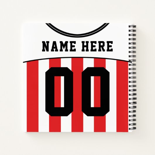 カスタマイズ可能なサッカーサッカージャージーノートブック ノートブック (裏面)