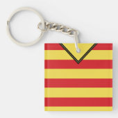 カスタマイズ可能なサッカージャージーのキーリング、赤いストライプ キーホルダー (正面)