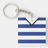 カスタマイズ可能なサッカージャージーキーリング、青ストライプ色の キーホルダー (正面)