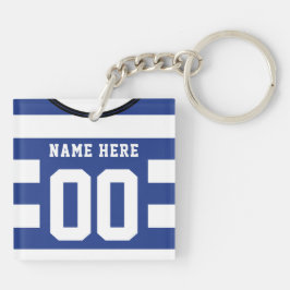 カスタマイズ可能なサッカージャージーキーリング、青ストライプ色の キーホルダー