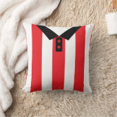 カスタマイズ可能なサッカージャージーテンプレート、赤、ストライプ クッション (ブランケット)