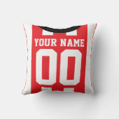 カスタマイズ可能なサッカージャージーテンプレート、赤、ストライプ クッション (裏面)