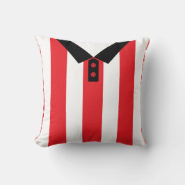 カスタマイズ可能なサッカージャージーテンプレート、赤、ストライプ クッション