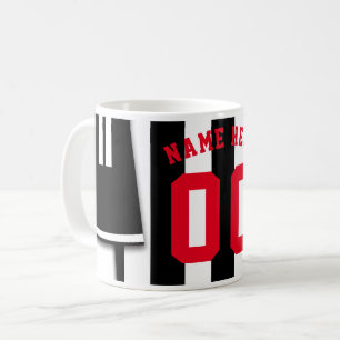 カスタマイズ可能なサッカージャージーマグ白黒ストライプ コーヒーマグカップ