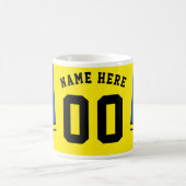 カスタマイズ可能なサッカージャージーマグ、ブルー&イエロー コーヒーマグカップ (中央)