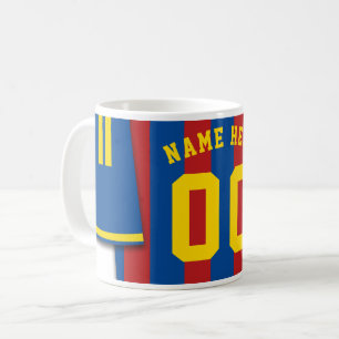 カスタマイズ可能なサッカージャージーマグ、黒い金ゴールド コーヒーマグカップ