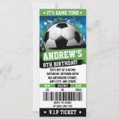 カスタマイズ可能なサッカープリント可能なチケット誕生日 招待状 (正面)