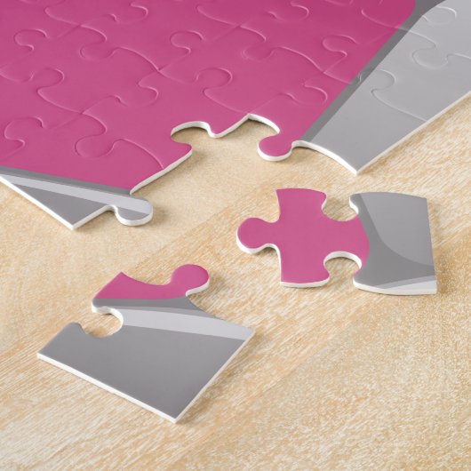 カスタマイズ可能なサッカーボールピンクと白 ジグソーパズル (側面)