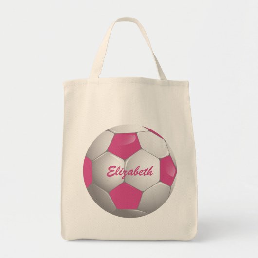 カスタマイズ可能なサッカーボールピンクと白 トートバッグ (正面)