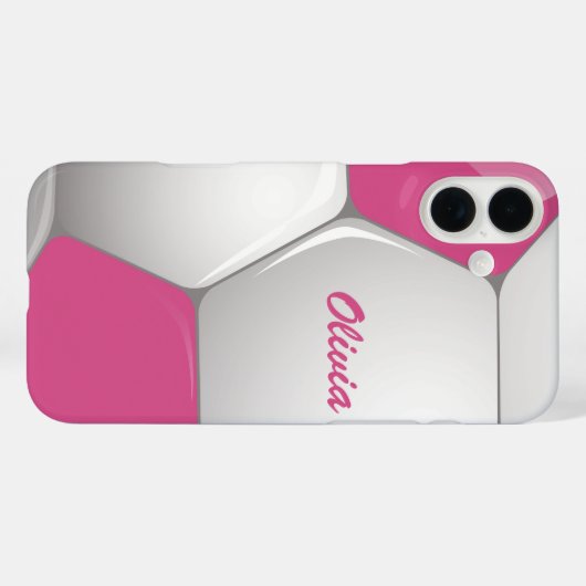 カスタマイズ可能なサッカーボールピンクと白 Case-Mate iPhoneケース (裏面 (横))
