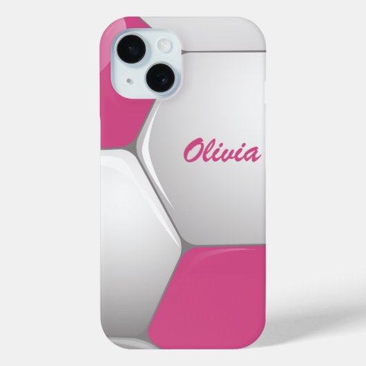 カスタマイズ可能なサッカーボールピンクと白 Case-Mate iPhoneケース (裏面)