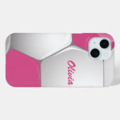 カスタマイズ可能なサッカーボールピンクと白 Case-Mate iPhoneケース (裏面 (横))