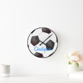 カスタマイズ可能なサッカーボール- ラウンド壁時計 (ホーム)