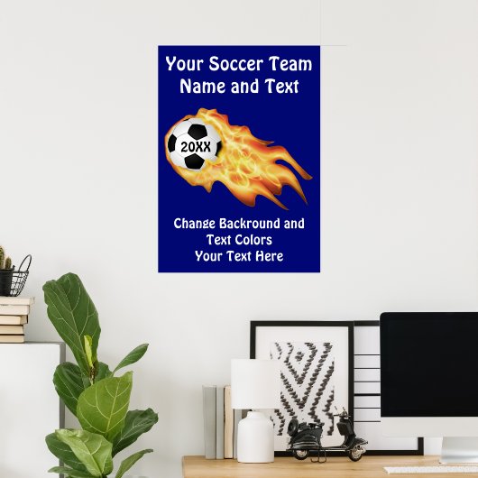 カスタマイズ可能なサッカーポスター、あなたの色、文字 ポスター (ホームオフィス)