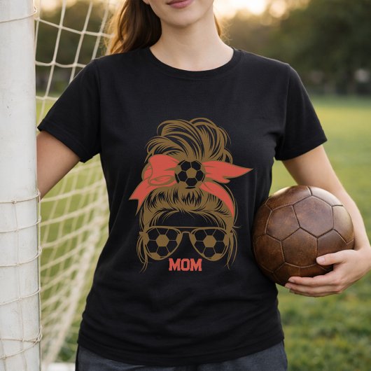 カスタマイズ可能なサッカーママサングラスボウデザイン Tシャツ