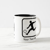 カスタマイズ可能なサッカー選手(サッカー)のロゴ ツートーンマグカップ (正面右)