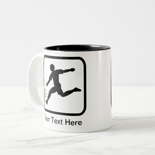 カスタマイズ可能なサッカー選手(サッカー)のロゴ ツートーンマグカップ (正面左)