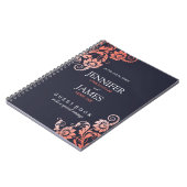 カスタマイズ可能なサンゴ結婚と青のゲストブック ノートブック (左側)