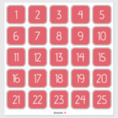 カスタマイズ可能なサンゴ赤色の四角い数字ステッカー シール (シート)