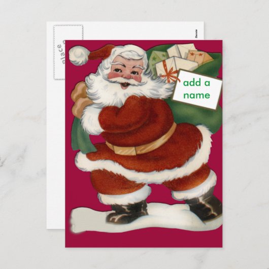 カスタマイズ可能なサンタクロースのカードとシール シーズンポストカード (正面/裏面)