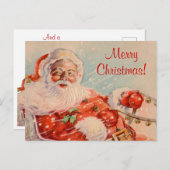 カスタマイズ可能なサンタスリー乗りクリスマスポストカード シーズンポストカード (正面/裏面)