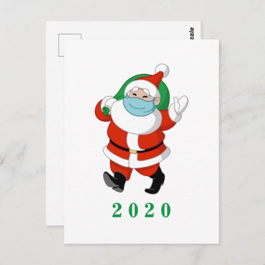 カスタマイズ可能なサンタ着用の医療用マスク ポストカード (正面/裏面)