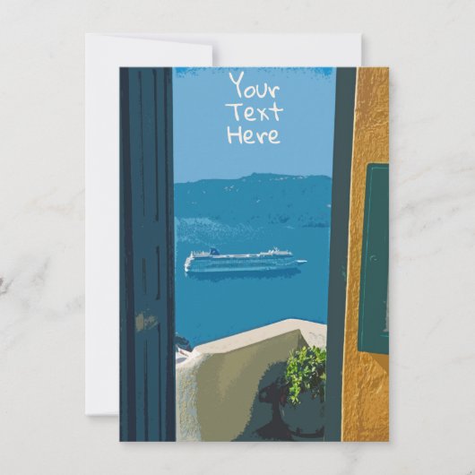 カスタマイズ可能なサントリーニ、ギリシャのクルーズ船カード (正面)