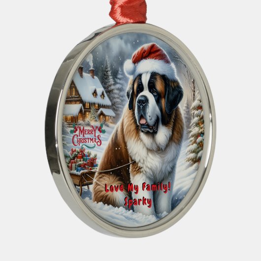 カスタマイズ可能なサンバーナードのクリスマスオーナメント メタルオーナメント (右)
