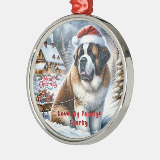 カスタマイズ可能なサンバーナードのクリスマスオーナメント メタルオーナメント (左)