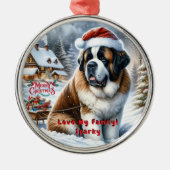 カスタマイズ可能なサンバーナードのクリスマスオーナメント メタルオーナメント (正面)