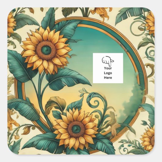 カスタマイズ可能なサンフラワーロゴ包装シール スクエアシール (正面)